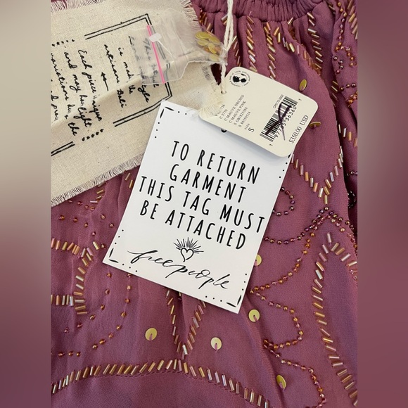 FREE PEOPLE - Bali Moon Gleam Embellished Off The Shoulder Dress in Mauve Orchid - Picture 12 of 14